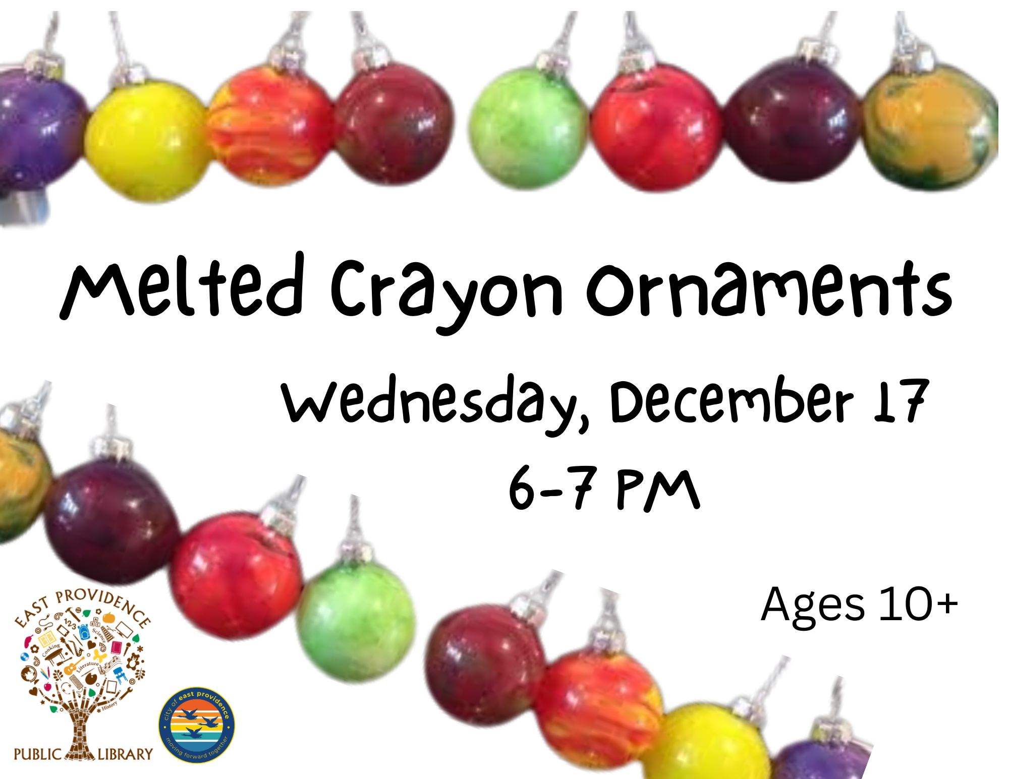 Melted crayon ornament flyer