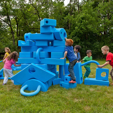 Image of children playing with blue blocks