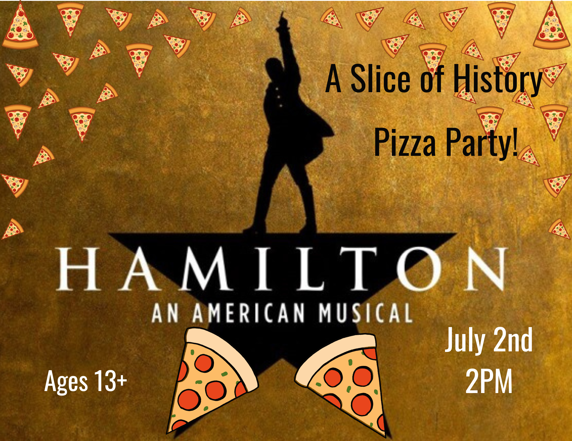 History pizza party flyer