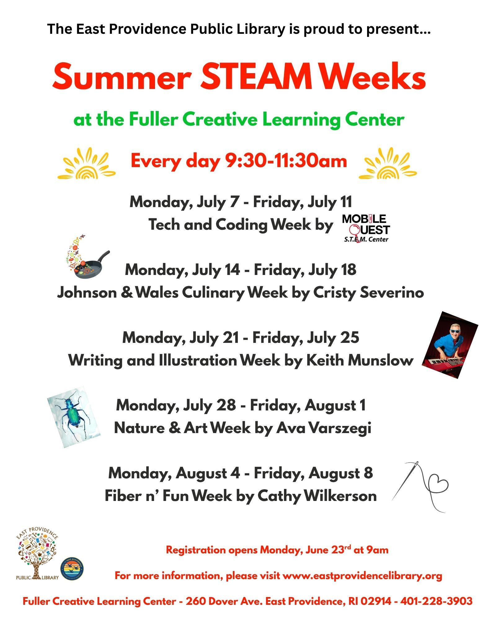 Flyer for STEAM weeks at Fuller Creative Learning Center