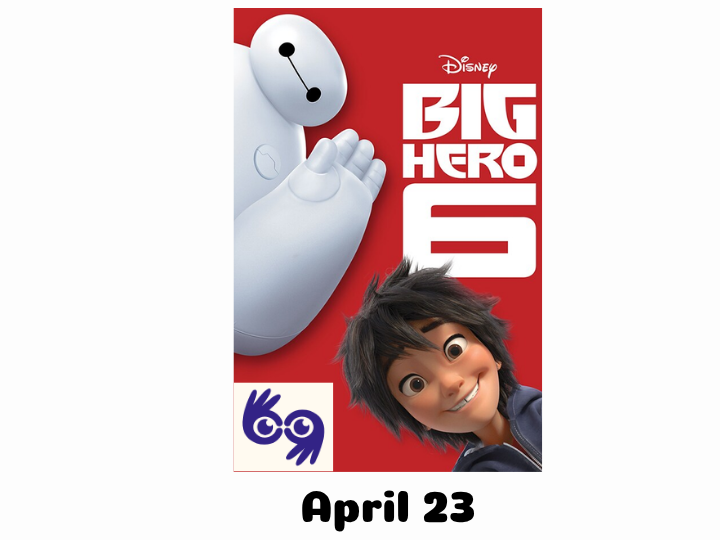 ASL Family Movie Night poster including graphics of the movies being presented.