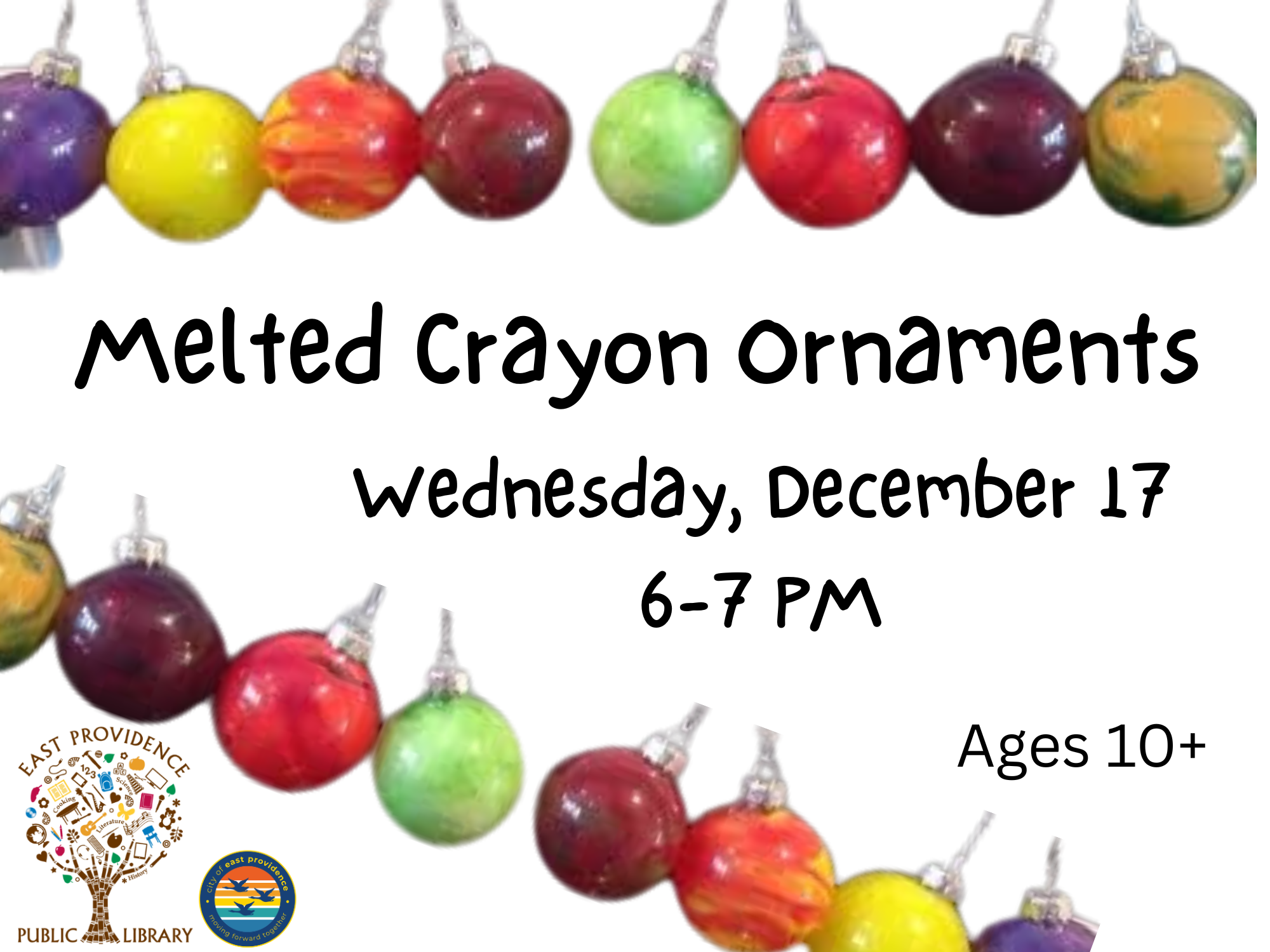 Melted crayon ornament flyer