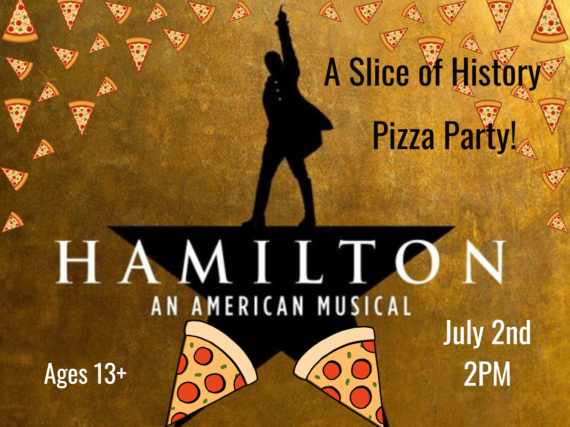 History pizza party flyer
