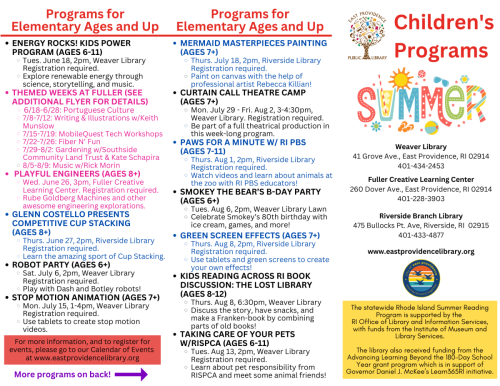 Children's Summer Programs Flyer - Page 1