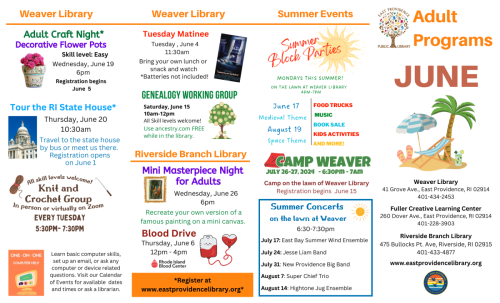 Adult Summer Programs Flyer - June - Page 1
