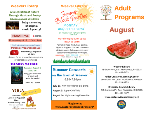 Adult Summer Programs Flyer - August - Page 1
