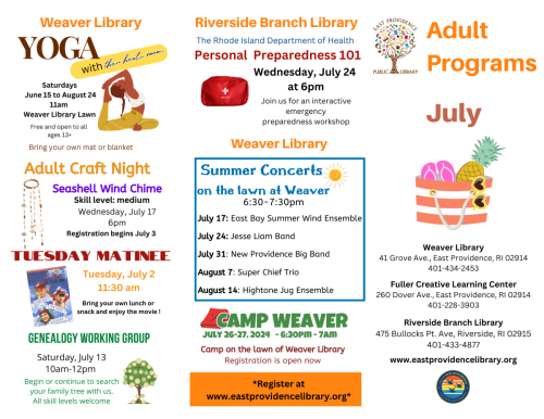 Adult Summer Programs Flyer - July - Page 1